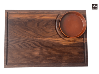 Chefs Soul Pjaustymas ir smulkinimas Ąžuolinė pjaustymo lentelė su dubenėliu Chefs Soul Woodcove, 39 x 27