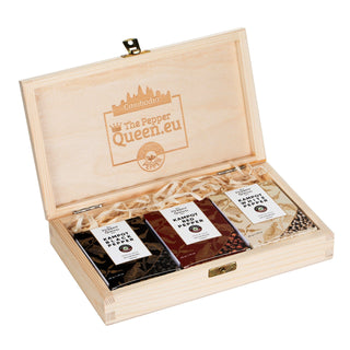 Kampot Pepper Prieskoniai ir malūnėliai Kampoto pipirų dovanų rinkinys Kampot Gift Set , 3 vnt. po 40 gr