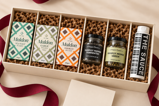 Maldon & Pepper Queen gurmaniškų skonių dovanų rinkinys – dovanų kompozicija