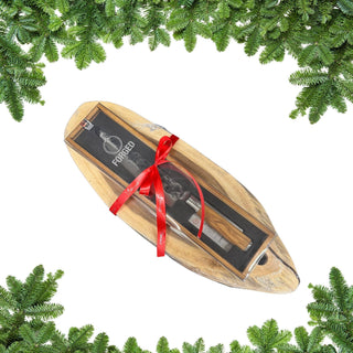 Dovanų rinkinys „Virtuvės meistro duetas“ – Olive Forged šefo peilis ir akacijos serviravimo lentelė