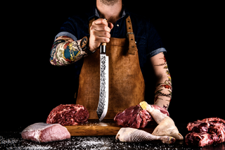 Rankų darbo virtuvinis peilis STYLE DE VIE Olive Forged Butcher iš GRILIAI.LT.