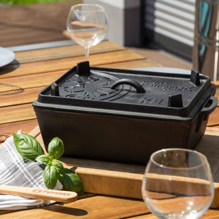 Petromax Cast iron dishes Rectangular cast iron dish PETROMAX k8 with lid, 34 x 24 x 14.5 cm, 5.5l