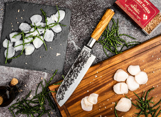 Rankų darbo peilis STYLE DE VIE Olive Forged, Santoku, 18 cm