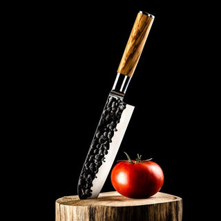 Rankų darbo peilis STYLE DE VIE Olive Forged, Santoku, 18 cm