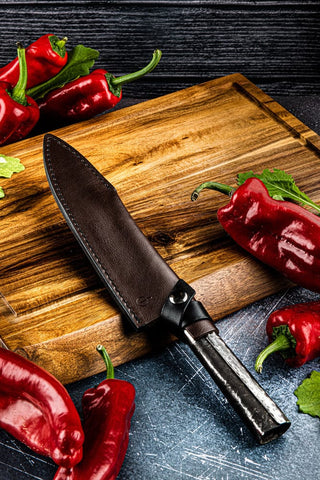 STYLE DE VIE Pjaustymas ir smulkinimas Odinis dėklas STYLE DE VIE Leather, Forged Chef (šefo) 20,5 cm peiliui